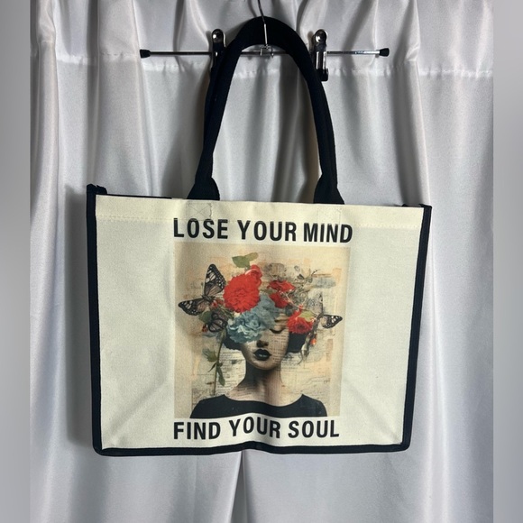 Butterfly Tote Bag Canvas Women, Flower, Beach With Handles, Reuse Shopping New - Picture 4 of 8